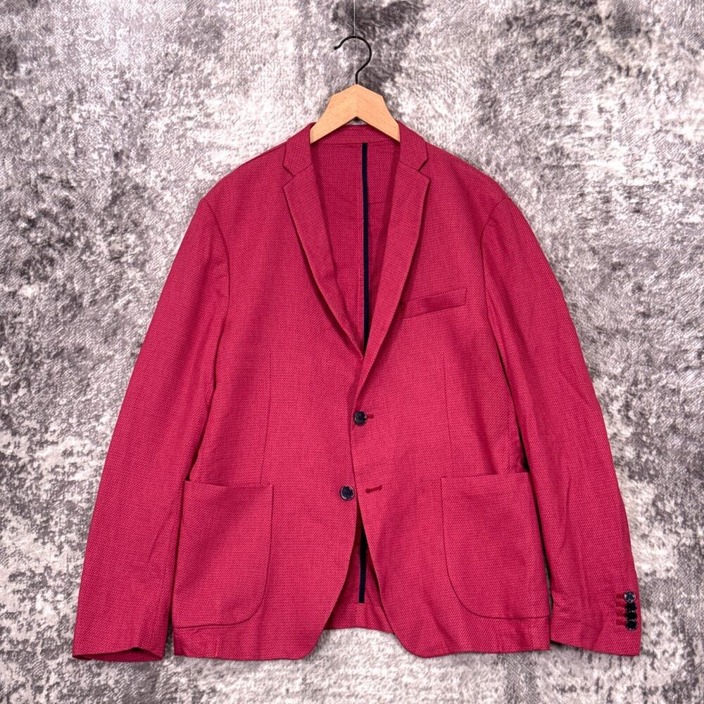 David Naman Blazer 52 / US 42 Mens Pink Woven Lightweight Slim Unconstructed